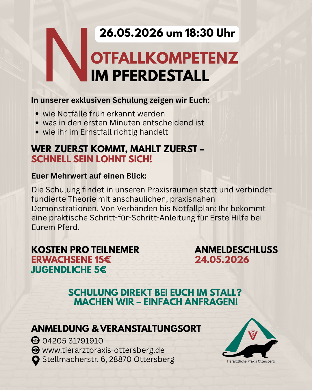 Notfallkompetenz im Pferdestall – Praxisabend