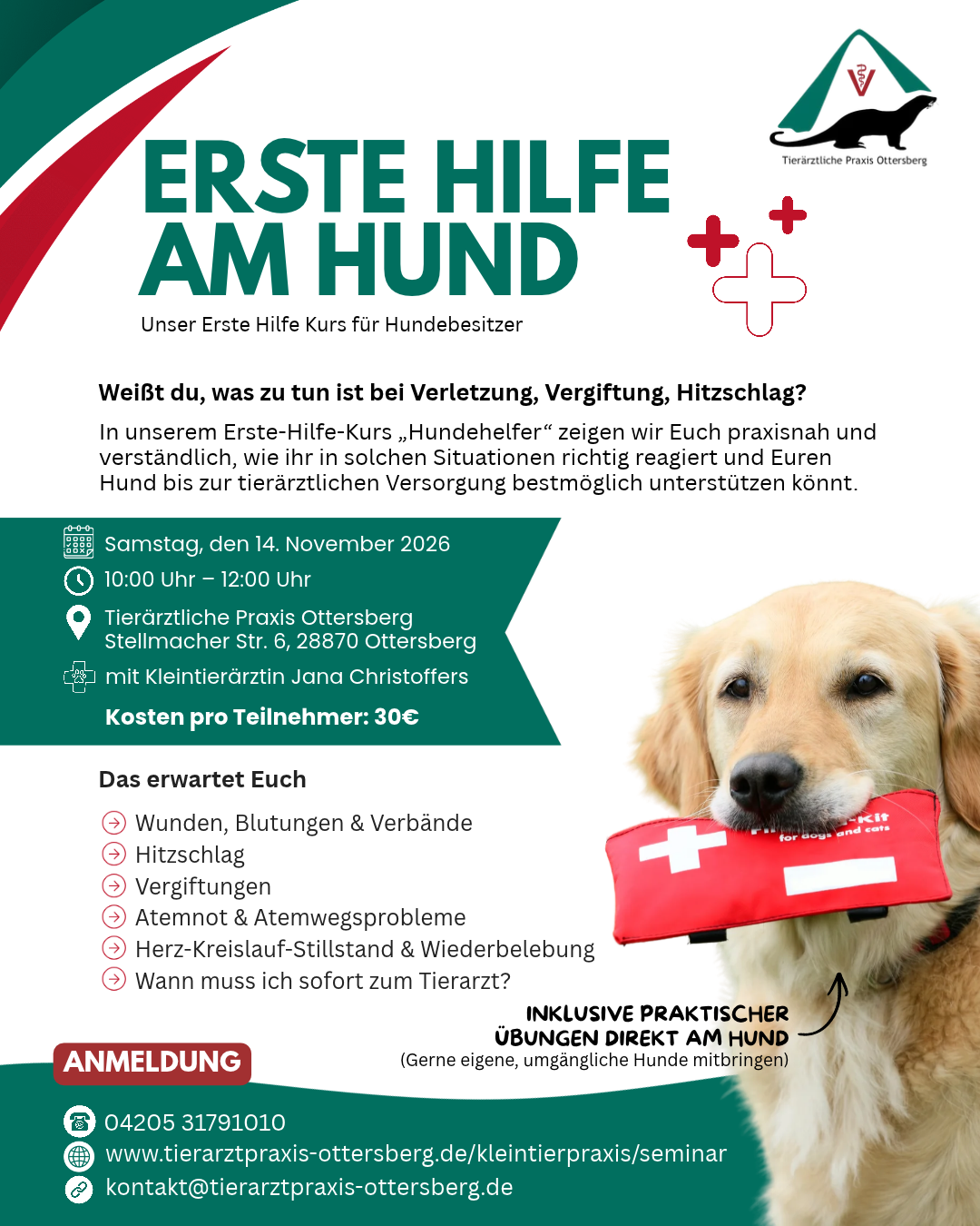 Für Besitzer: Erste Hilfe am Hund – 14. November 2026
