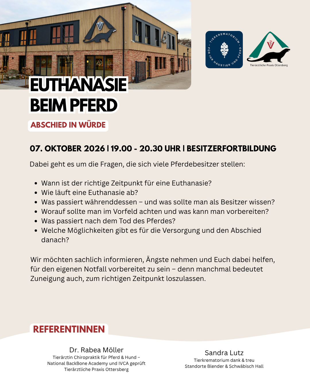 Für Besitzer: Euthanasie beim Pferd – 07. Oktober 2026